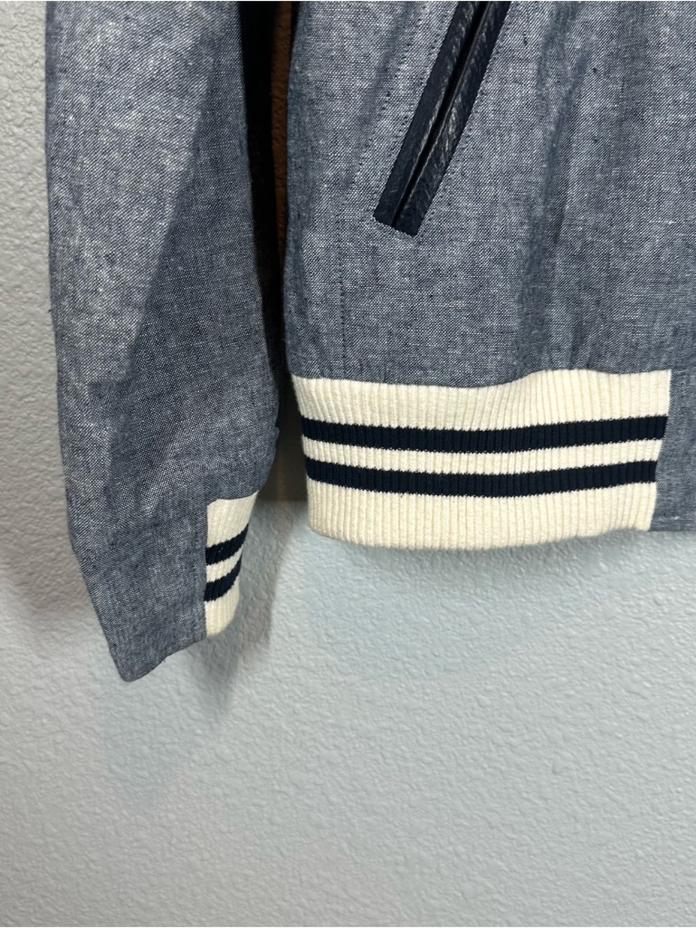 GOLDEN BEAR BY J.CREW Men’s Medium Grey Blue Bomber Jacket Raglan Sleeves - Picture 6 of 10
